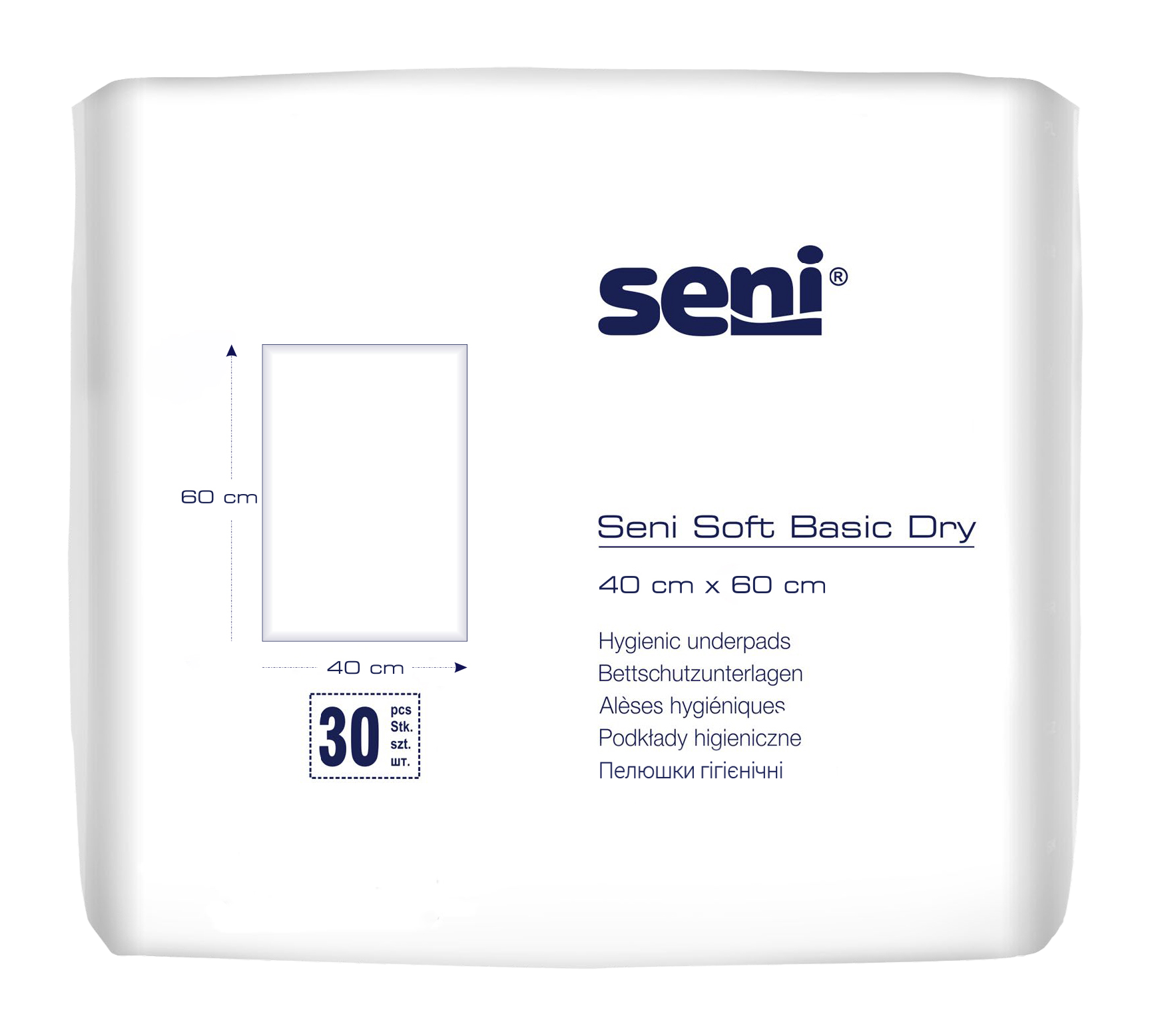 Пелюшки гігієнічні SENI SOFT BASIC DRY, 40x60 см.(30шт)